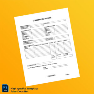 Commercial Invoice Template in Word and PDF formats 3 page