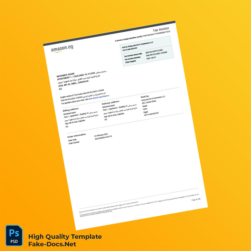 Egypt Souq com Invoice Template in Word and PDF formats 4 page Egypt Souq com Invoice Template in Word and PDF formats 4 page