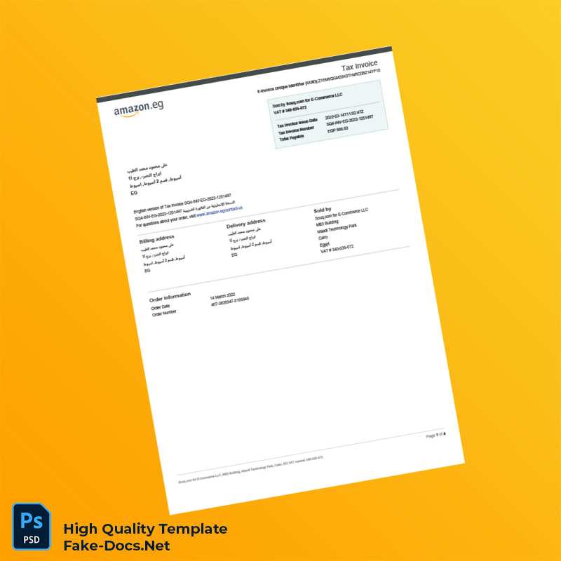 Egypt Souq com Tax Invoice Template in Word and PDF formats 4 page Egypt Souq com Tax Invoice Template in Word and PDF formats 4 page