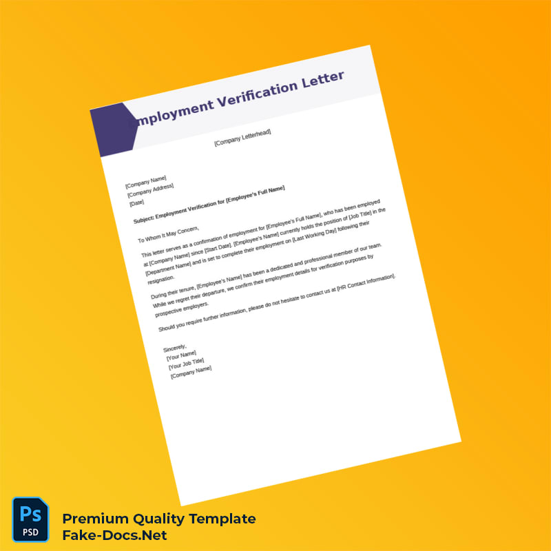 Employee Verification Letter Template (Word & PDF) 2 page Employee Verification Letter Template (Word & PDF) 2 page