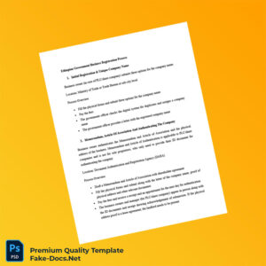 Ethiopia Business Registration Certificate Template (Word & PDF) 6 page