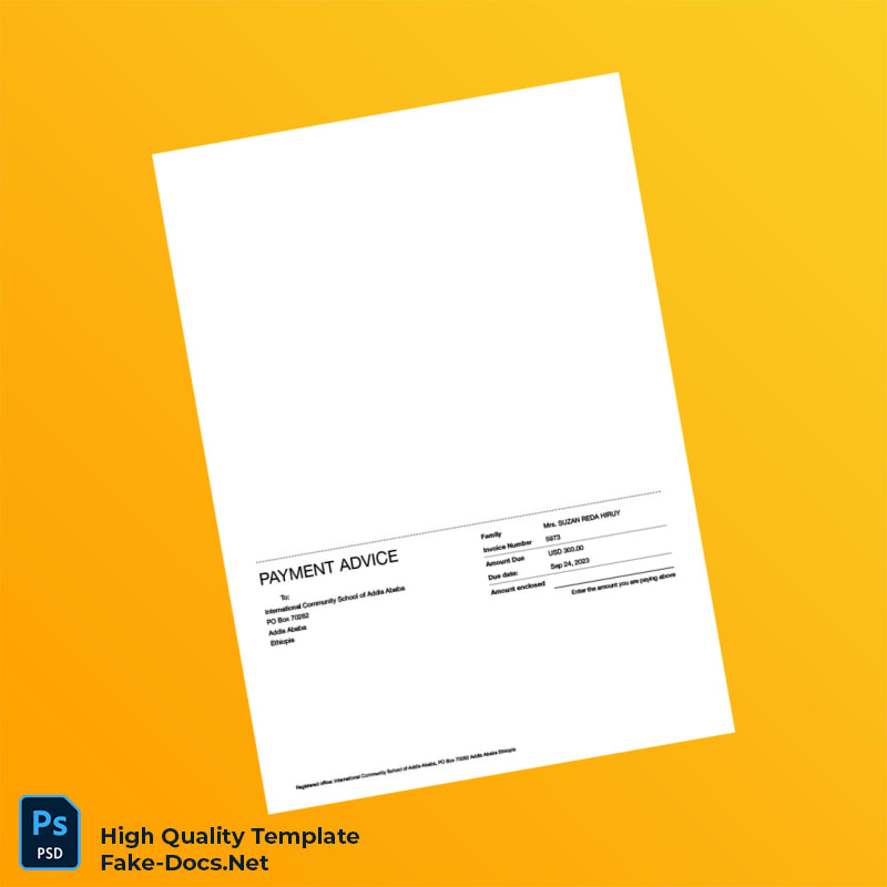 Ethiopia International Community School of Addis Ababa Invoice Template in Word and PDF formats 2 page Ethiopia International Community School of Addis Ababa Invoice Template in Word and PDF formats 2 page