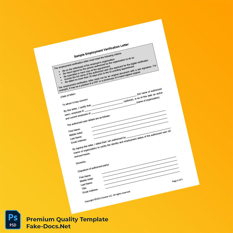 Exostar LLC Employment Verification Letter Template (Word & PDF) Exostar LLC Employment Verification Letter Template (Word & PDF)