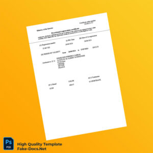 France Provisional Registration Certificate Template in Word and PDF formats
