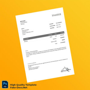 Germany Bitcoin Investment Invoice Template in Word and PDF formats