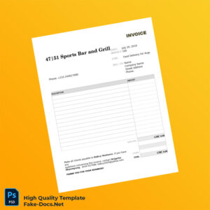 Ghana 47_51 Sports Bar and Grill Invoice Template in Word and PDF formats Ghana 47_51 Sports Bar and Grill Invoice Template in Word and PDF formats