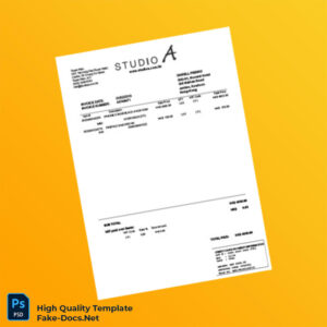 Hong Kong Studio A Invoice Template in Word and PDF formats Hong Kong Studio A Invoice Template in Word and PDF formats