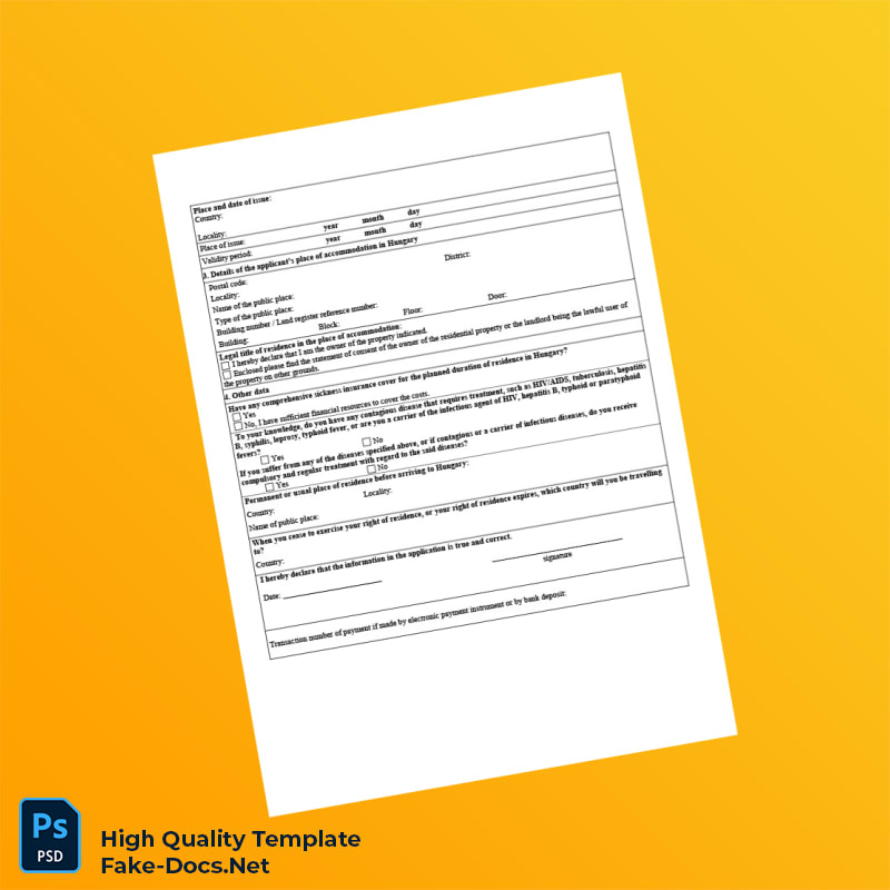 Hungary Ministry of Interior Editable Registration Certificate Template in Word and PDF formats 3 page Hungary Ministry of Interior Editable Registration Certificate Template in Word and PDF formats 3 page