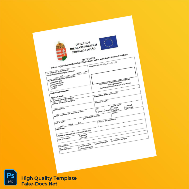 Hungary Ministry of Interior Editable Registration Certificate Template in Word and PDF formats 3 page Hungary Ministry of Interior Editable Registration Certificate Template in Word and PDF formats 3 page