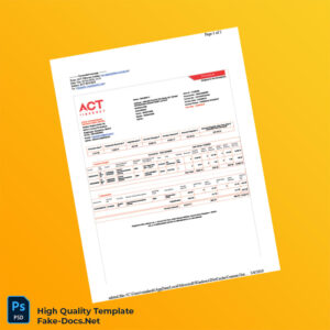 India ACT Fibernet Invoice Template in Word and PDF formats 2 page
