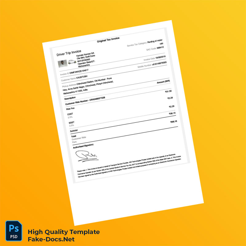 India ANI Technologies Invoice Template in Word and PDF formats 3 page India ANI Technologies Invoice Template in Word and PDF formats 3 page