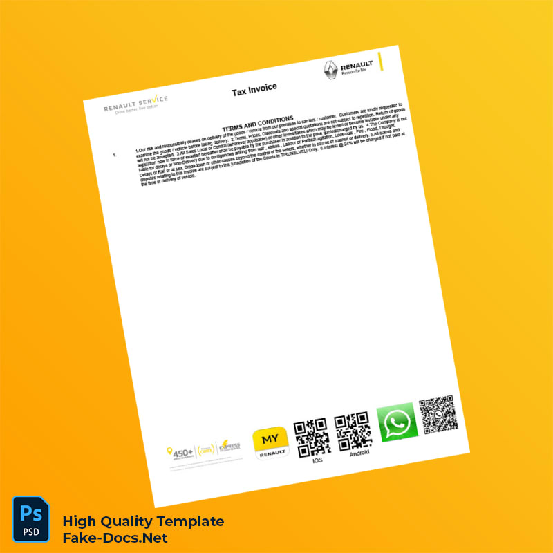 India AR A S P V P V Automobiles Private Limited Tax Invoice Template in Word and PDF formats 4 page India AR A S P V P V Automobiles Private Limited Tax Invoice Template in Word and PDF formats 4 page