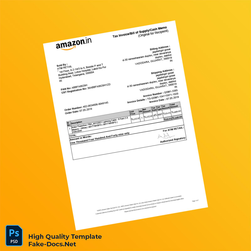 India ATM Retail Tax Invoice Template in Word and PDF formats India ATM Retail Tax Invoice Template in Word and PDF formats