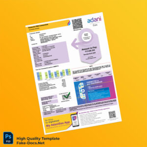 India Adani Gas VAT Retail Invoice Template in Word and PDF formats 3 page