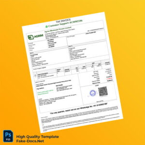 India Agrim Wholesale Private Limited Tax Invoice Template in Word and PDF formats 3 page