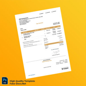 India Akhil Enterprises Tax Invoice Template in Word and PDF formats