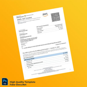 India Amazon Internet Services Private Limited Invoice Template in Word and PDF formats 2 page