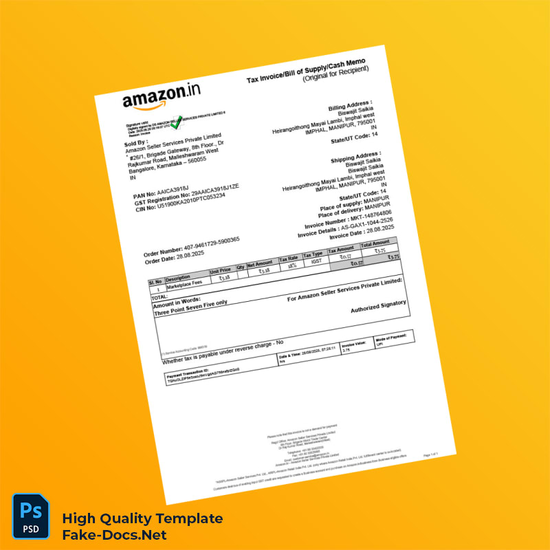 India Amazon Seller Services Private Limited Invoice Template in Word and PDF formats India Clicktech Retail Private Limited Inv 2 page India Amazon Seller Services Private Limited Invoice Template in Word and PDF formats India Clicktech Retail Private Limited Inv 2 page