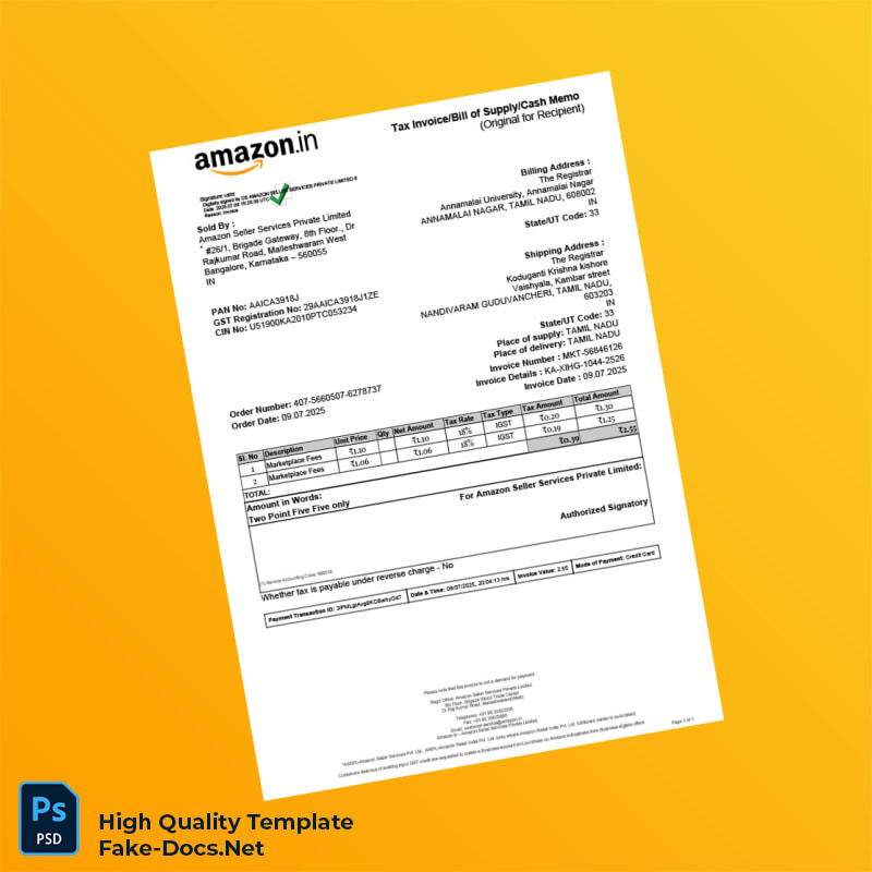 India Amazon Seller Services Private Limited Invoice Template in Word and PDF formats India Repro Books Limited Tax Invoice Temp 2 page India Amazon Seller Services Private Limited Invoice Template in Word and PDF formats India Repro Books Limited Tax Invoice Temp 2 page