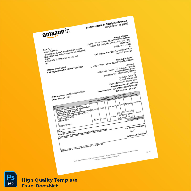 India Amrun Business Invoice Template in Word and PDF formats India Amrun Business Invoice Template in Word and PDF formats
