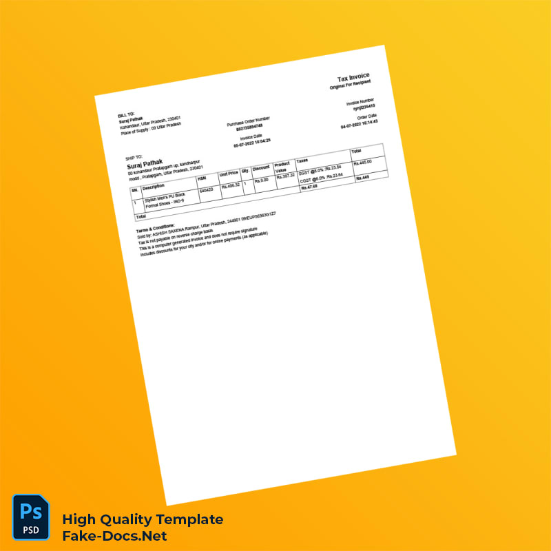 India Ashish Saxena Invoice Template in Word and PDF formats India Ashish Saxena Invoice Template in Word and PDF formats
