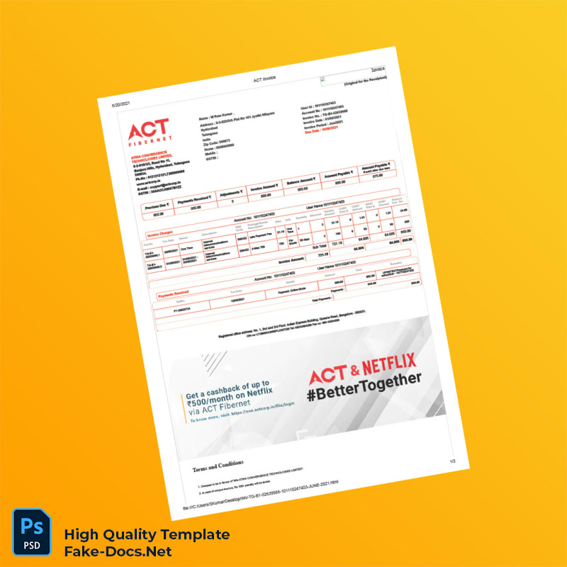 India Atria Convergence Technologies Limited Invoice Template in Word and PDF formats 2 page India Atria Convergence Technologies Limited Invoice Template in Word and PDF formats 2 page