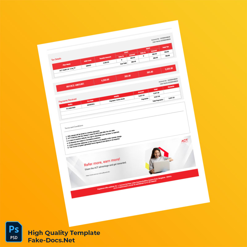 India Atria Convergence Technologies Limited Tax Invoice Template in Word and PDF formats 2 page India Atria Convergence Technologies Limited Tax Invoice Template in Word and PDF formats 2 page