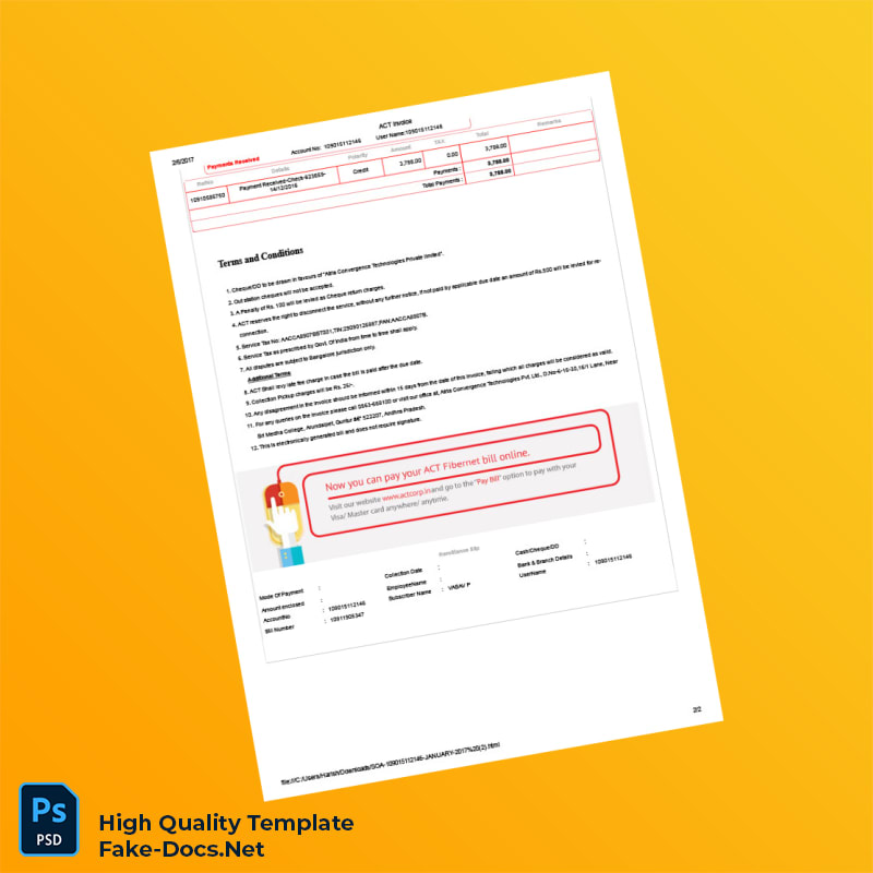 India Atria Convergence Technologies Private Limited Invoice Template in Word and PDF formats 2 page India Atria Convergence Technologies Private Limited Invoice Template in Word and PDF formats 2 page