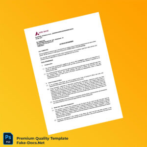 India Axis Bank Employment Verification Letter Template (Word & PDF) 4 page