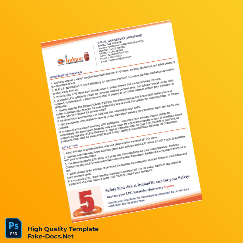 India Baijal Gas Service Tax Invoice Template in Word and PDF formats 2 page India Baijal Gas Service Tax Invoice Template in Word and PDF formats 2 page