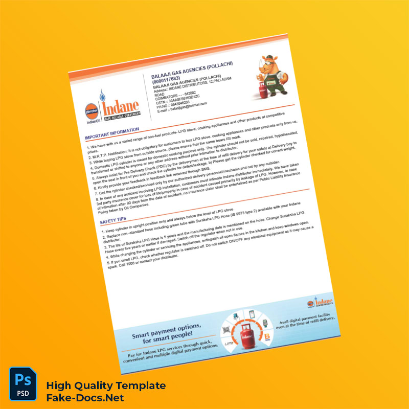 India Balaaji Gas Agencies Tax Invoice Template in Word and PDF formats 2 page India Balaaji Gas Agencies Tax Invoice Template in Word and PDF formats 2 page