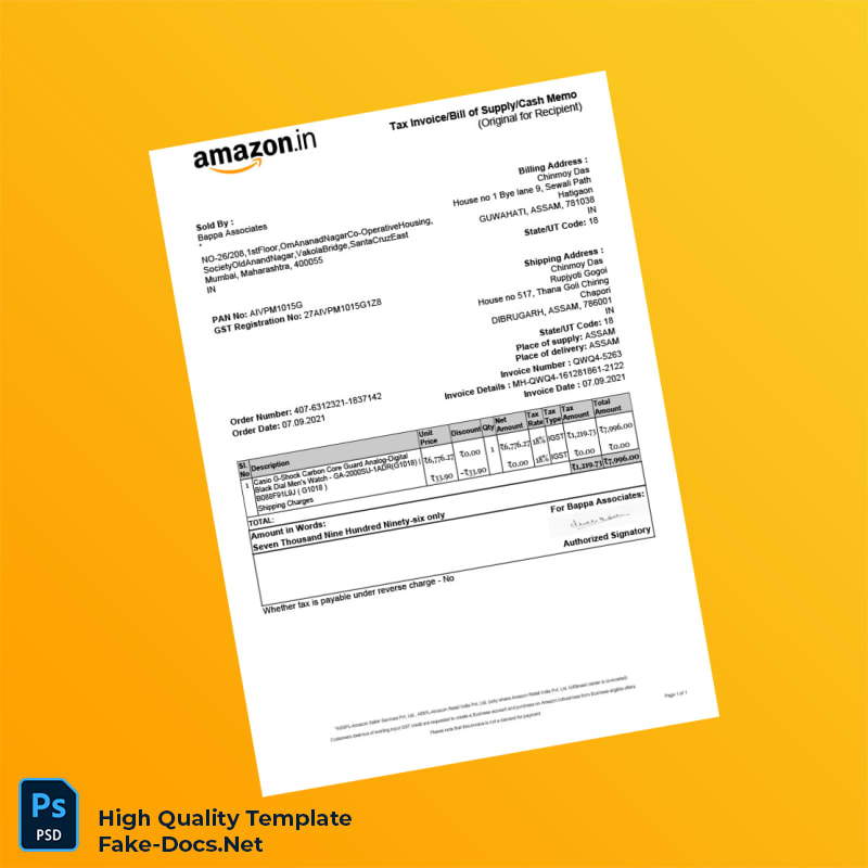 India Bappa Associates Tax Invoice Template in Word and PDF formats India Bappa Associates Tax Invoice Template in Word and PDF formats