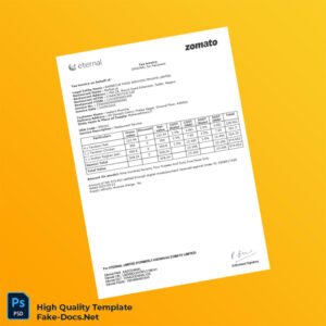 India Barbecue Food Services Private Limited Tax Invoice Template in Word and PDF formats 2 page India Barbecue Food Services Private Limited Tax Invoice Template in Word and PDF formats 2 page