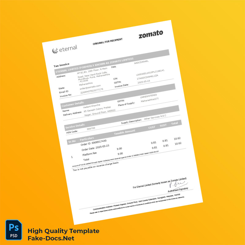 India Barbecue Food Services Private Limited Tax Invoice Template in Word and PDF formats 2 page India Barbecue Food Services Private Limited Tax Invoice Template in Word and PDF formats 2 page