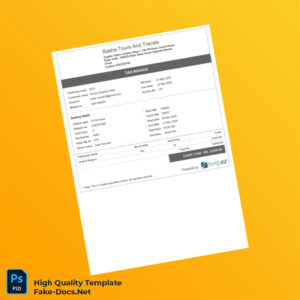 India Basha Tours and Travels Tax Invoice Template in Word and PDF formats India Basha Tours and Travels Tax Invoice Template in Word and PDF formats