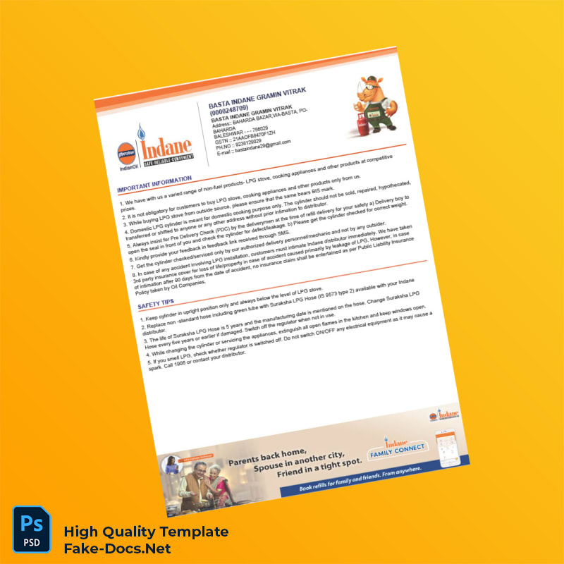 India Basta Indane Gramin Vitrak Tax Invoice Template in Word and PDF formats 2 page India Basta Indane Gramin Vitrak Tax Invoice Template in Word and PDF formats 2 page