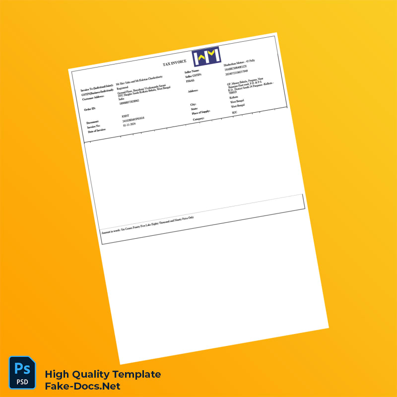 India Bayerische Motoren Werke Industries Private Limited Tax Invoice Template in Word and PDF formats 2 page India Bayerische Motoren Werke Industries Private Limited Tax Invoice Template in Word and PDF formats 2 page