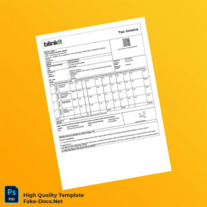 India Blinkit Tax Invoice Template in Word and PDF formats 3 page India Blinkit Tax Invoice Template in Word and PDF formats 3 page