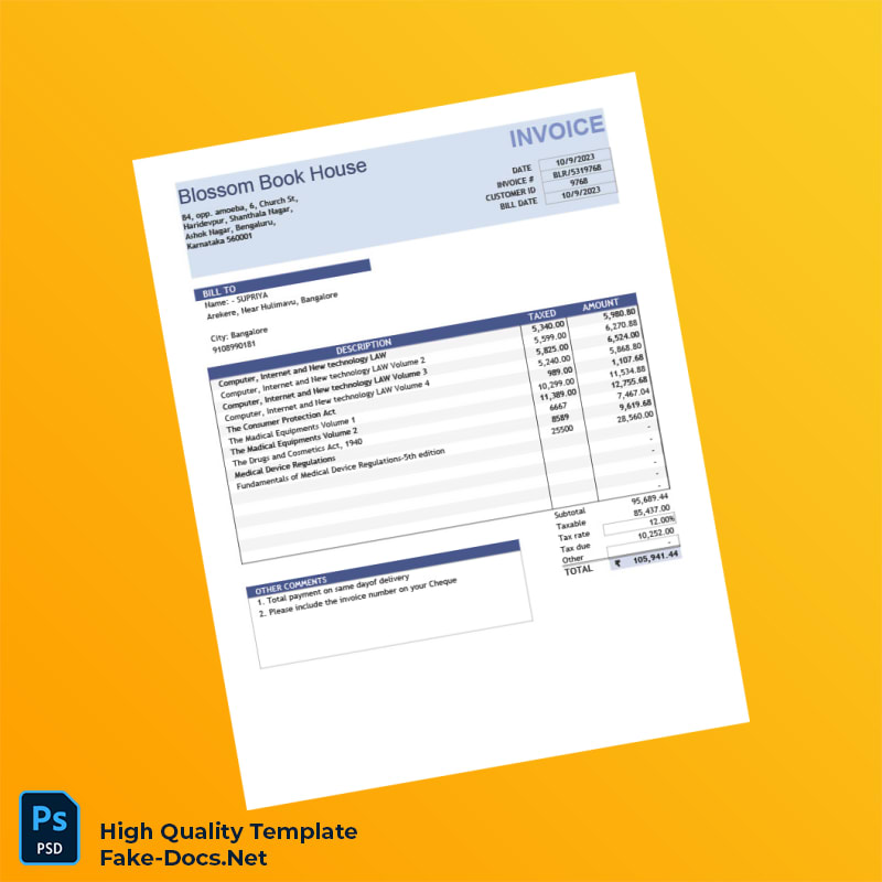 India Blossom Book House Invoice Template in Word and PDF formats 4 page India Blossom Book House Invoice Template in Word and PDF formats 4 page
