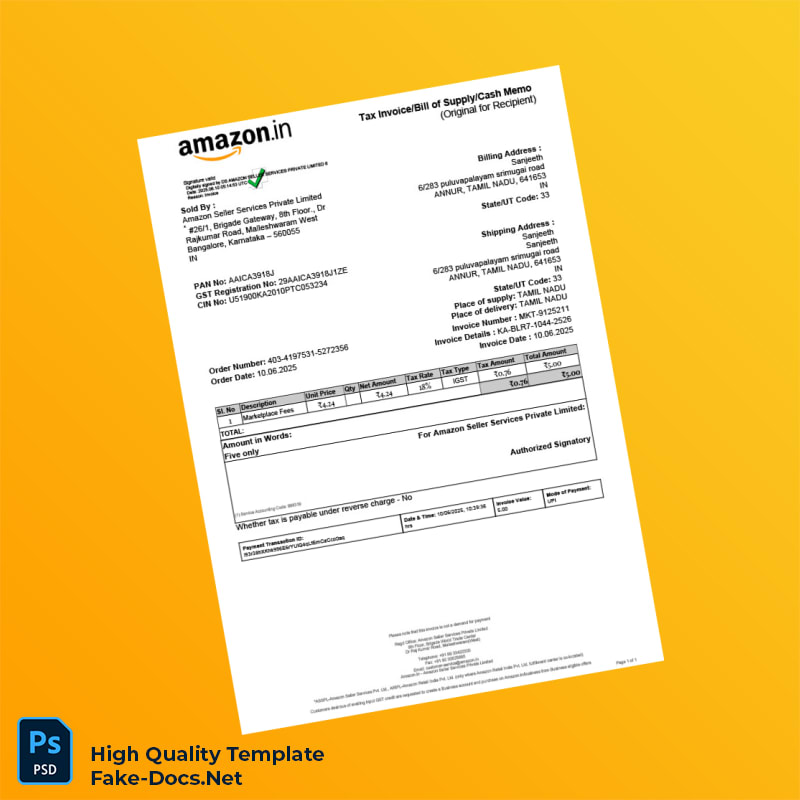 India CLICKTECH RETAIL PRIVATE LIMITED Invoice Template in Word and PDF formats 2 page India CLICKTECH RETAIL PRIVATE LIMITED Invoice Template in Word and PDF formats 2 page