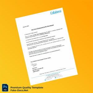 India Collabera Technologies Private Limited Proof of Employment Letter Template (Word & PDF)