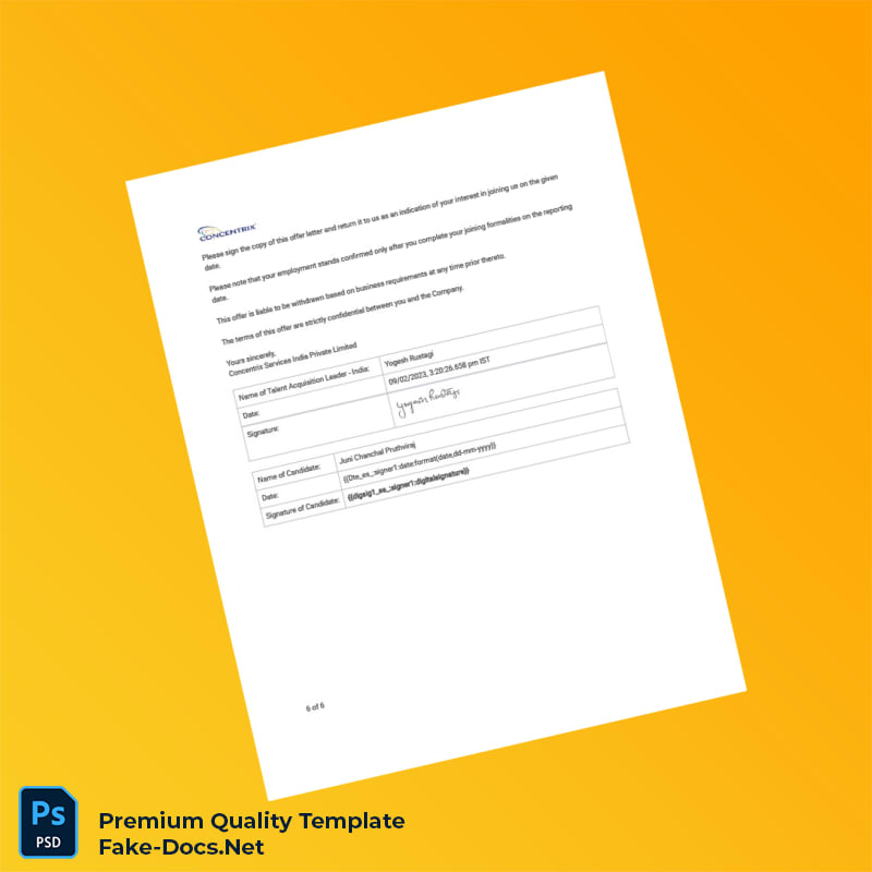 India Concentrix Services India Private Limited Employment Verification Letter Template (Word & PDF) 6 page India Concentrix Services India Private Limited Employment Verification Letter Template (Word & PDF) 6 page