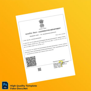 India Cooperative Department Registration Certificate Template in Word and PDF formats India Cooperative Department Registration Certificate Template in Word and PDF formats