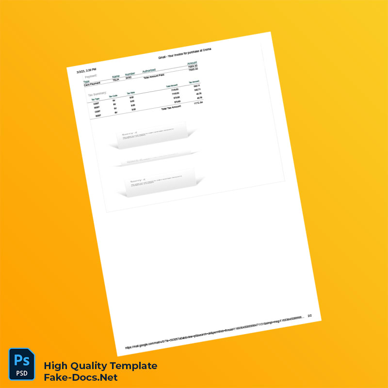 India Croma Invoice Template in Word and PDF formats 2 page India Croma Invoice Template in Word and PDF formats 2 page