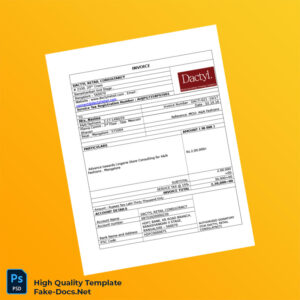 India Dactyl Retail Consultancy Invoice Template in Word and PDF formats 2 page