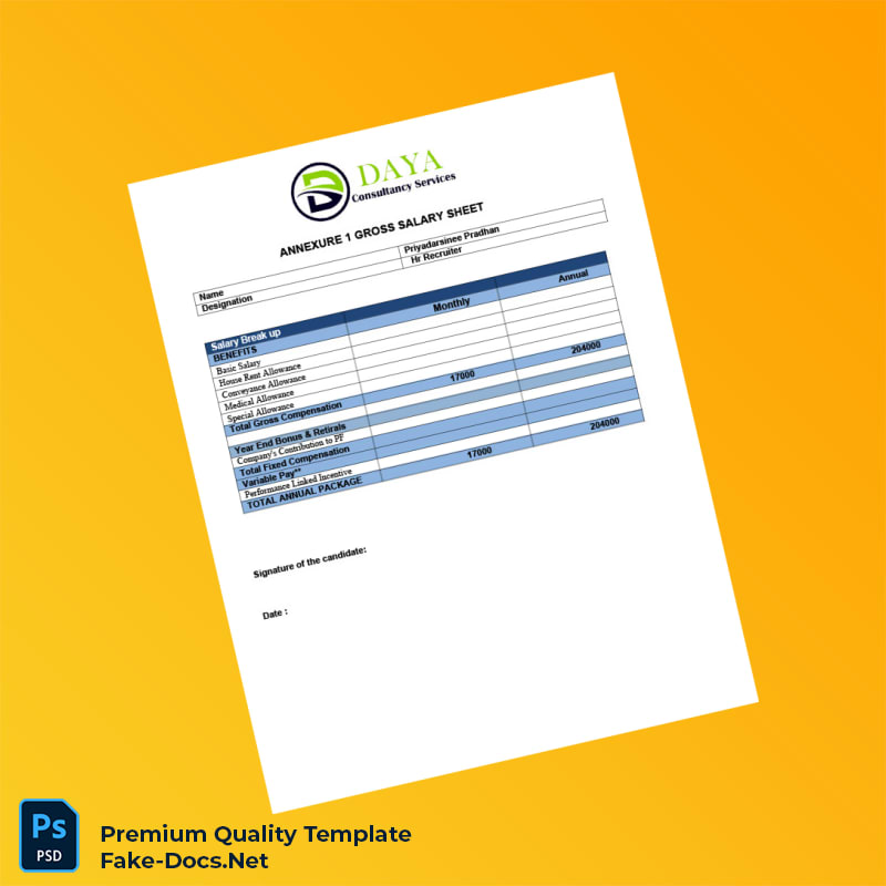 India Daya Consultancy Services Pvt Ltd Offer Letter Template (Word & PDF) 4 page India Daya Consultancy Services Pvt Ltd Offer Letter Template (Word & PDF) 4 page