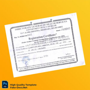 India Directorate General of Health Services Registration Certificate Template in Word and PDF formats India Directorate General of Health Services Registration Certificate Template in Word and PDF formats