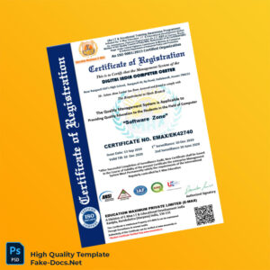 India E-Max Education I T Educational Development Business Registration Certificate Template in Word and PDF formats India E-Max Education I T Educational Development Business Registration Certificate Template in Word and PDF formats