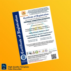 India E-Max Education I T Educational Development Certificate of Registration Template in Word and PDF formats India E-Max Education I T Educational Development Certificate of Registration Template in Word and PDF formats