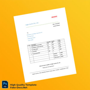 India Eagle Couriers Pvt Ltd Invoice Template in Word and PDF formats 2 page